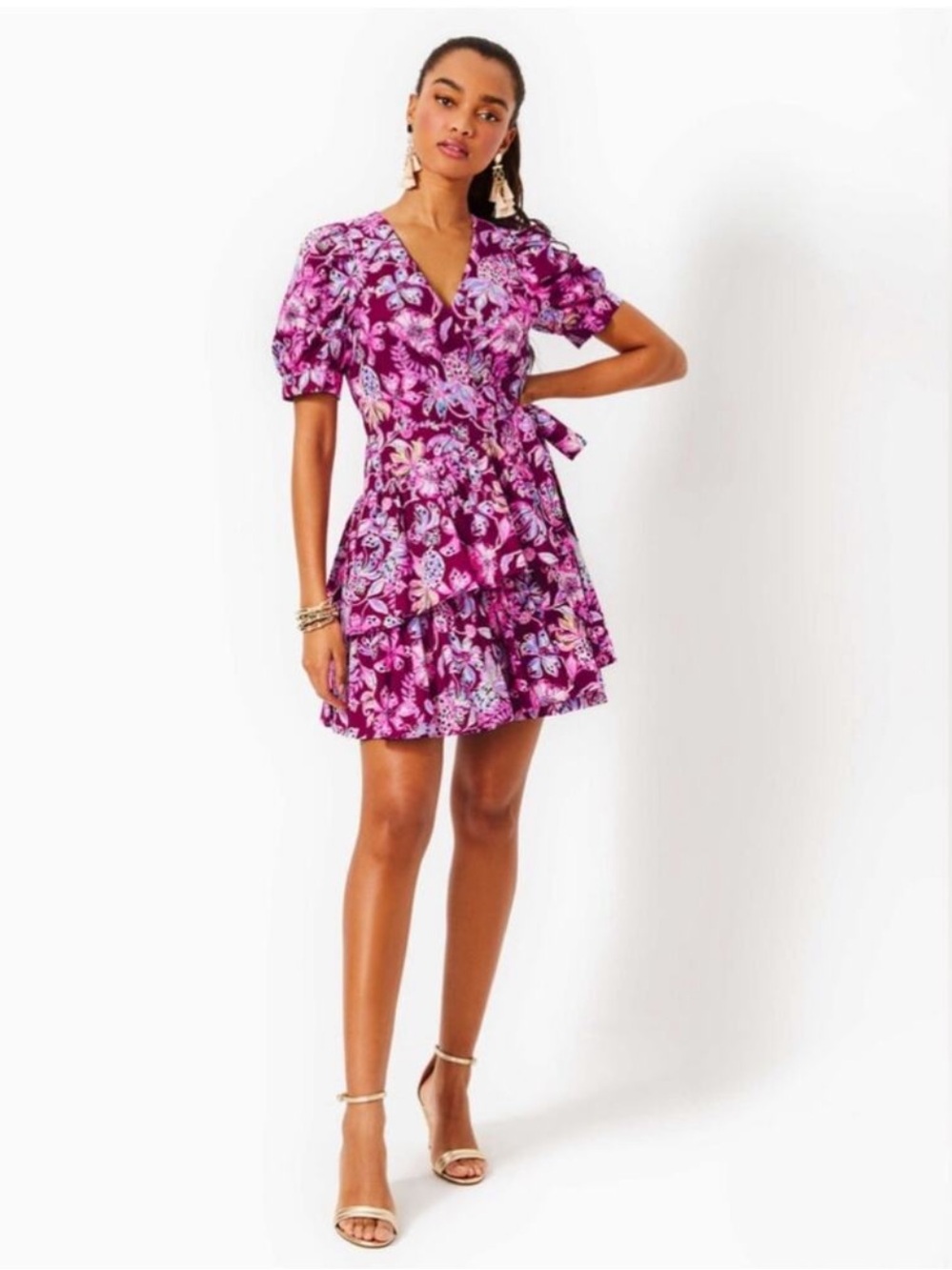 NWT Lilly Pulitzer Alexandria Wrap Dress in Amarena Cherry Tropical with a Twist